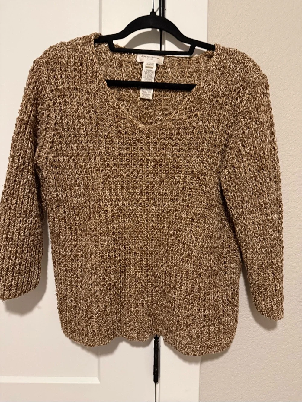 Jones New York Linen Cotton Variegated Knit Scoop Neck Sweater size Small
